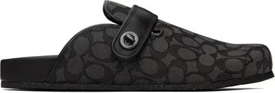 Coach Black & Gray Signature Jacquard Slip-on Loafers In Charcoal/black