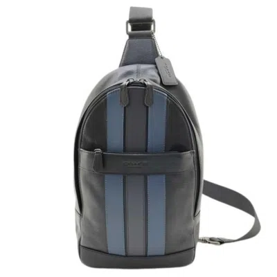 Pre-owned Coach Black Blue Leather Shoulder Bag Sling Bag () In Multi