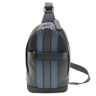 Pre-owned Coach Black Blue Leather Shoulder Bag Sling Bag () In Multi