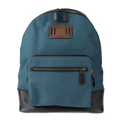 Pre-owned Coach Black Blue Nylon Canvas Leather Backpack () In Black, Blue