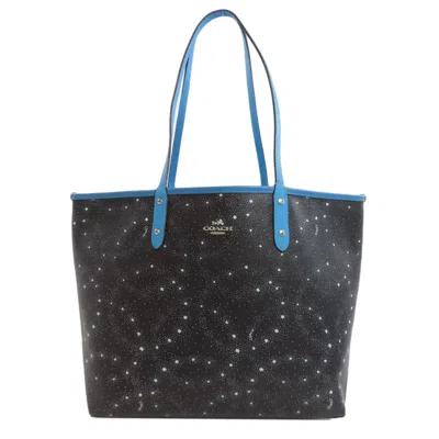 Pre-owned Coach Black Blue Pvc Tote Bag () In Multi