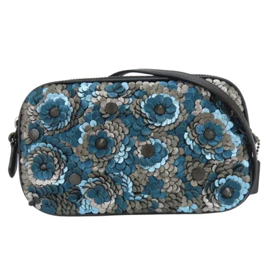 Pre-owned Coach Black Blue Silver Leather Pochette Shoulder Bag ()