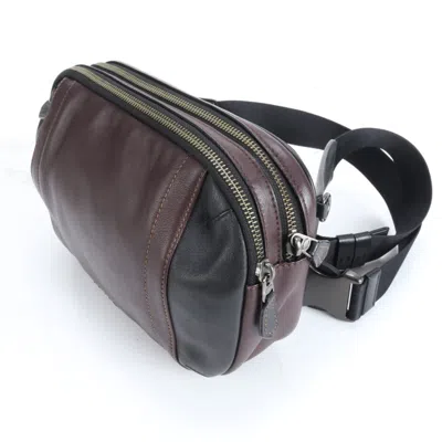 Pre-owned Coach Black Brown Leather Pouch Shoulder Bag Sling Bag () In Multi
