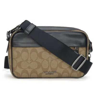 Pre-owned Coach Black Brown Leather Pvc Shoulder Bag ()