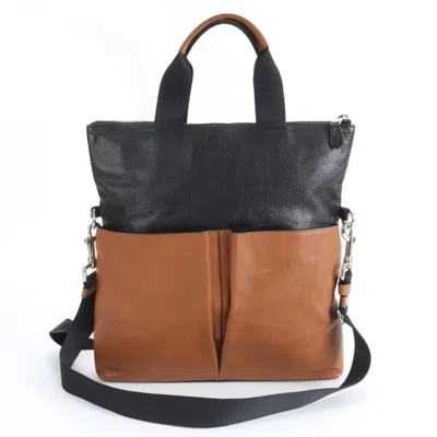 Pre-owned Coach Black Brown Leather Shoulder Bag Tote Bag () In Multi