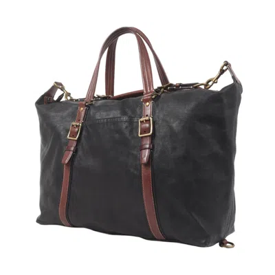 Pre-owned Coach Black Brown Leather Tote Bag () In Black, Brown