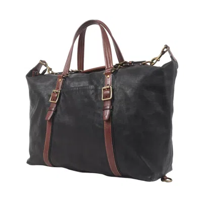Pre-owned Coach Black Brown Leather Tote Bag () In Black, Brown