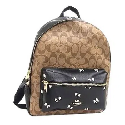 Pre-owned Coach Black Brown Pvc Backpack () In Black, Brown