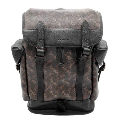 Pre-owned Coach Black Brown Pvc Leather Backpack () In Black, Brown