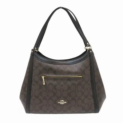Pre-owned Coach Black Brown Pvc Leather Shoulder Bag Tote Bag ()