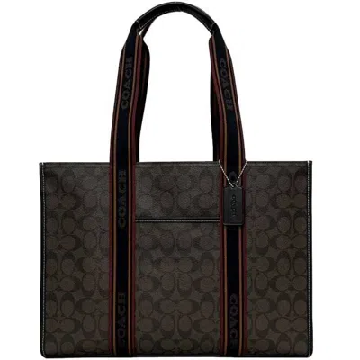 Pre-owned Coach Black Brown Pvc Leather Tote Bag ()