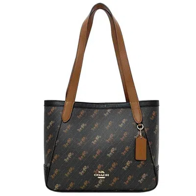 Pre-owned Coach Black Brown Red Color Leather Tote Bag () In Black, Brown, Red Color