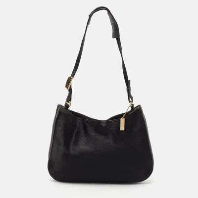 Pre-owned Coach Black Calfhair And Leather Hobo