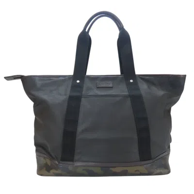 Pre-owned Coach Black Camouflage Green Pvc Coated Canvas Boston Bag Tote Bag ()