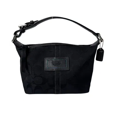 Pre-owned Coach Black Canvas Leather Handbag Pouch Shoulder Bag ()