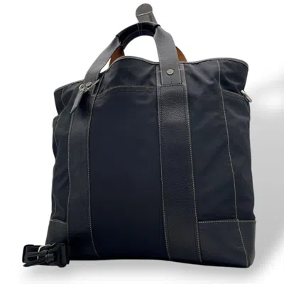 Pre-owned Coach Black Canvas Leather Shoulder Bag Tote Bag ()