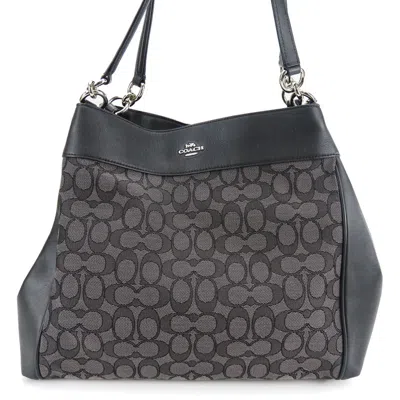 Pre-owned Coach Black Canvas Leather Tote Bag ()