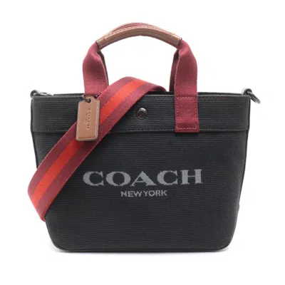 Pre-owned Coach Black Cotton Canvas Leather Tote Bag ()