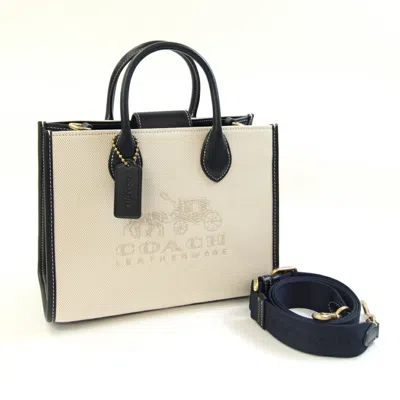 Pre-owned Coach Black Cream Canvas Handbag Shoulder Bag ()