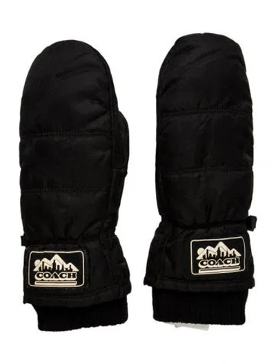 Pre-owned Coach Black Crocheted Trimmed Winter Gloves, W. Tags
