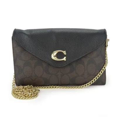Pre-owned Coach Black Dark Brown Leather Shoulder Bag ()