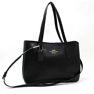 Pre-owned Coach Black Dark Brown Leather Tote Bag () In Multi