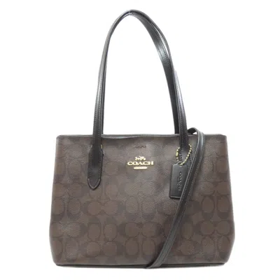Pre-owned Coach Black Dark Brown Pvc Tote Bag () In Multi