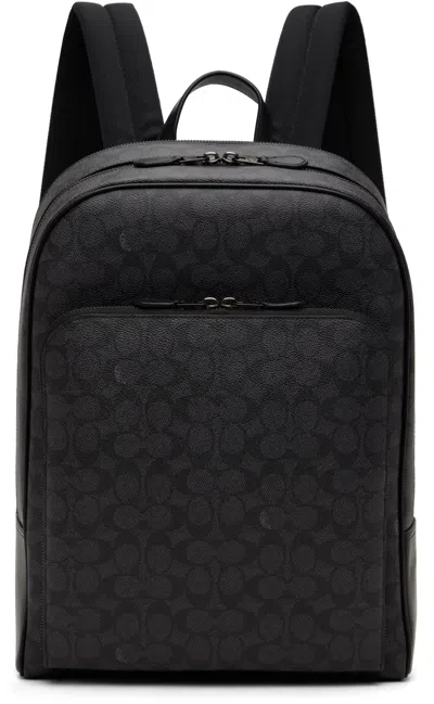 Coach Black Gotham Signature Canvas Backpack In Charcoal