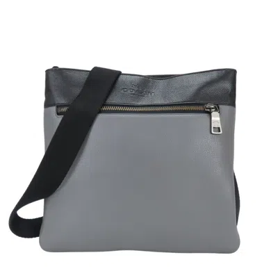 Pre-owned Coach Black Gray Leather Messenger Bag () In Black, Gray