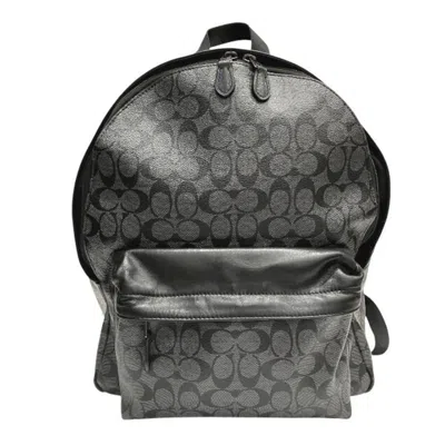 Pre-owned Coach Black Gray Pvc Leather Backpack () In Multi