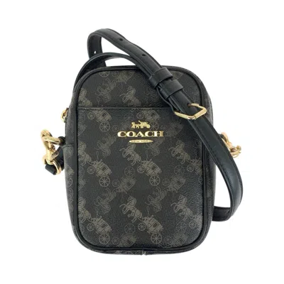 Pre-owned Coach Black Gray Pvc Leather Pochette Shoulder Bag () In Black, Gray