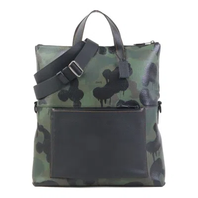 Pre-owned Coach Black Green Leather Handbag Shoulder Bag () In Multi