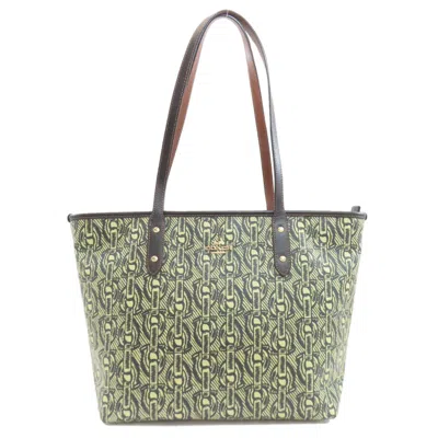 Pre-owned Coach Black Green Yellow Pvc Leather Tote Bag ()
