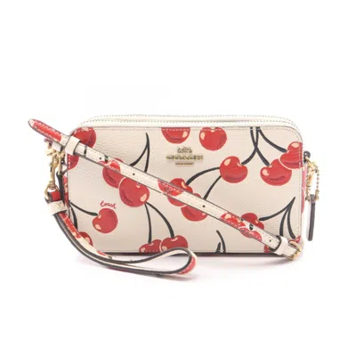 Pre-owned Coach Black Ivory Red Color Leather Handbag Shoulder Bag () In Black, Ivory, Red Color