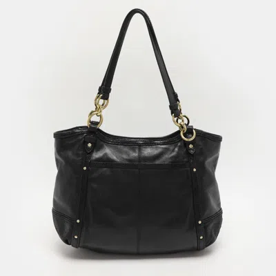 Pre-owned Coach Black Leather Alexandra Tote