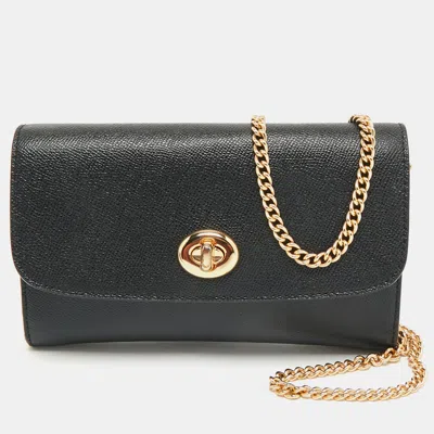 Pre-owned Coach Black Leather Chain Crossbody Bag