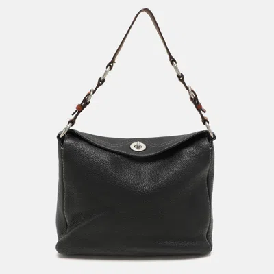 Coach Black Leather Chelsea Turnlock Hobo