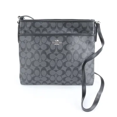 Pre-owned Coach Black Leather Coated Canvas Messenger Bag Shoulder Bag ()