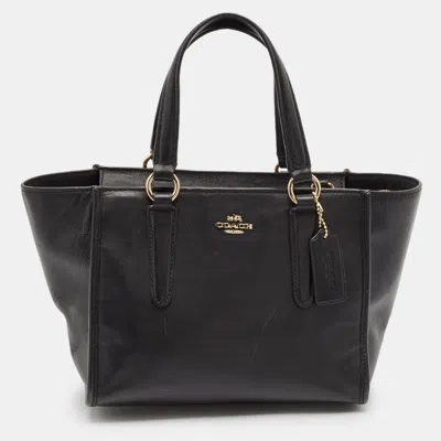 Pre-owned Coach Black Leather Crosby Carryall Tote
