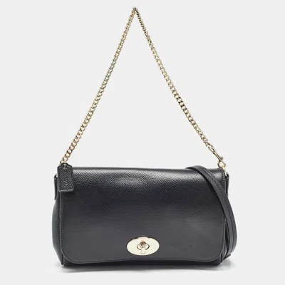 Pre-owned Coach Black Leather Crosstown Turnlock Crossbody Bag