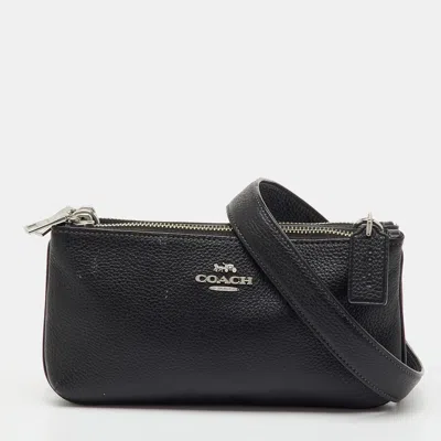 Pre-owned Coach Black Leather Double Zip Crossbody Bag