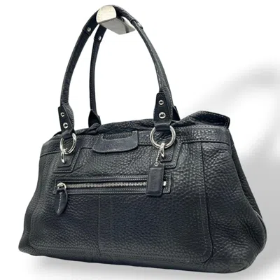 Pre-owned Coach Black Leather Handbag Shoulder Bag Tote Bag ()