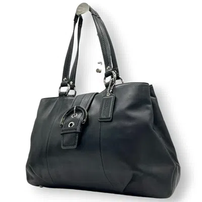 Pre-owned Coach Black Leather Handbag Tote Bag ()