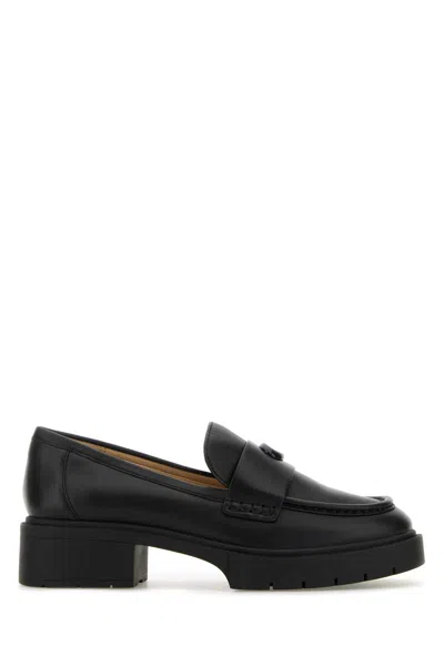 COACH BLACK LEATHER LEAH LOAFERS