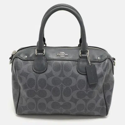 Pre-owned Coach Black Leather Mini Bennett Satchel In Navy Blue
