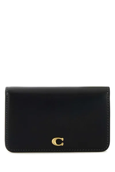 Coach Black Leather Wallet In B4black