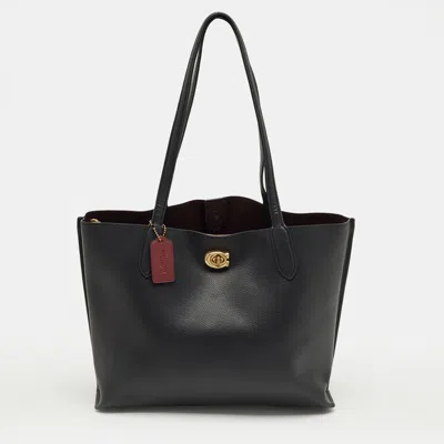 Pre-owned Coach Black Leather Willow Tote