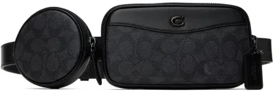 Coach Black Multi Pouch Belt Bag In Charcoal