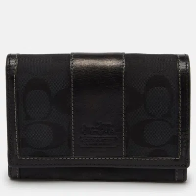 Coach Black Signature Canvas And Leather Continental Wallet