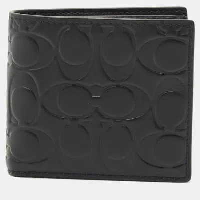 Coach Black Signature Embossed Leather Bifold Wallet